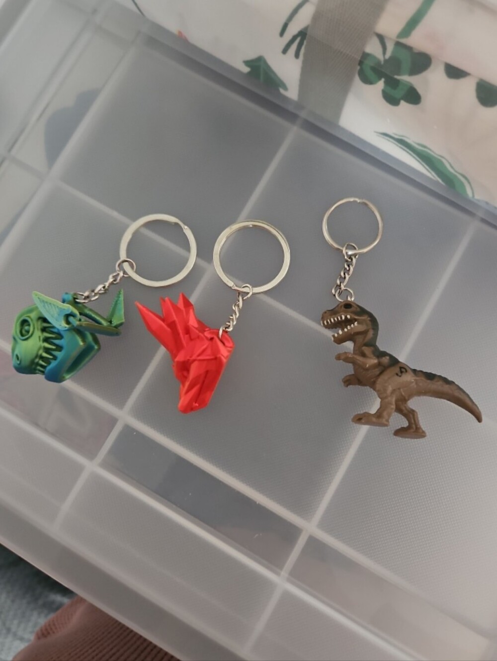 3 Vintage dinosaur 3d Dino Toy printed keychains Set